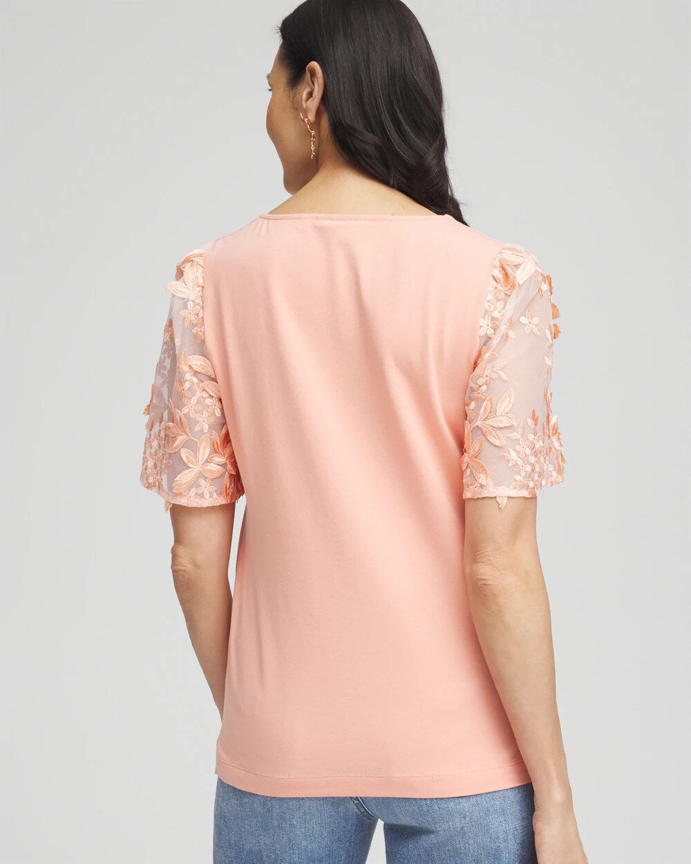 Floral Sleeved Square-Neck Tee