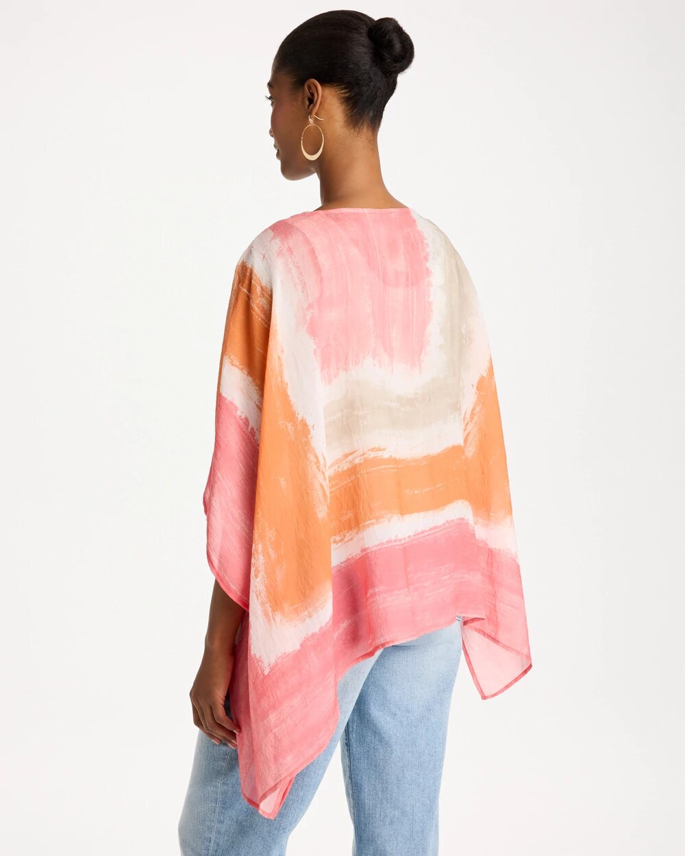 Color-Blocked Border Poncho