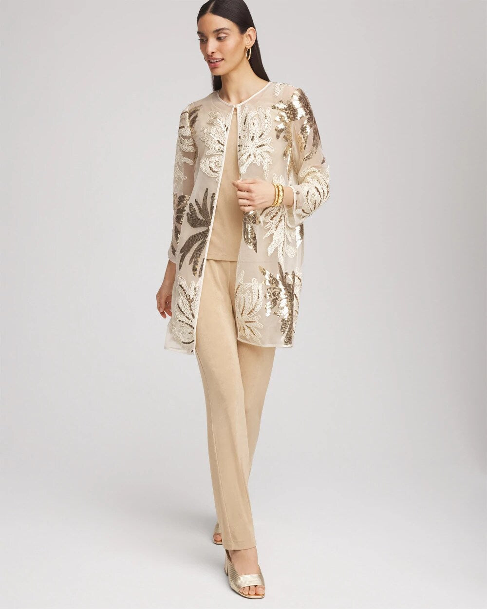 Travelers Collection Sequin-Mesh Jacket