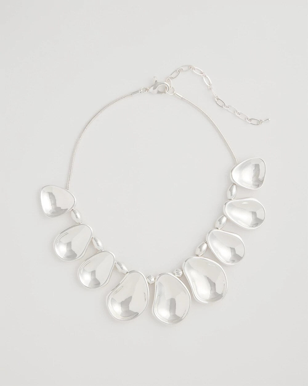 Shiny Silvertone Bib Necklace