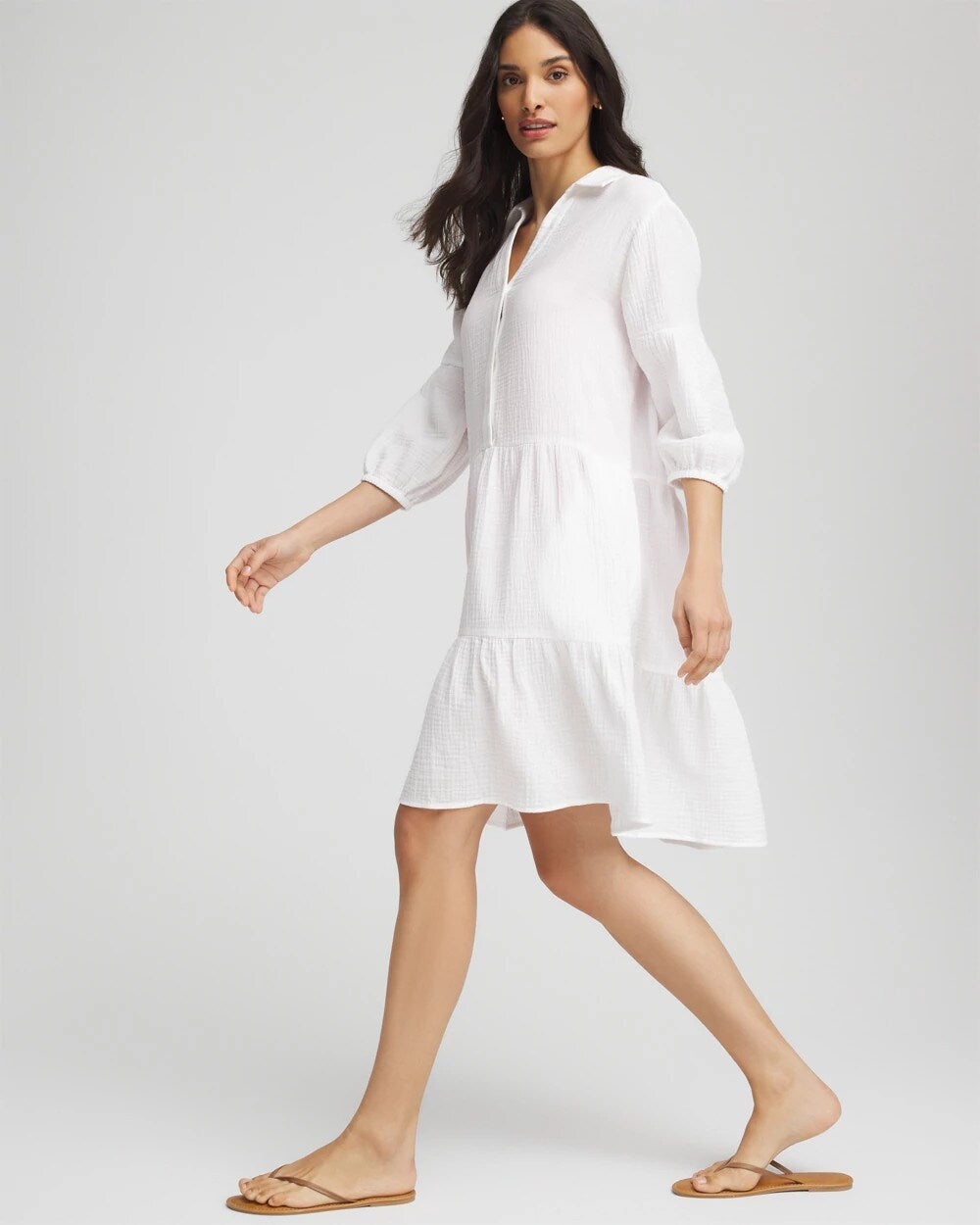 Woven Tiered Swim Cover-Up Dress