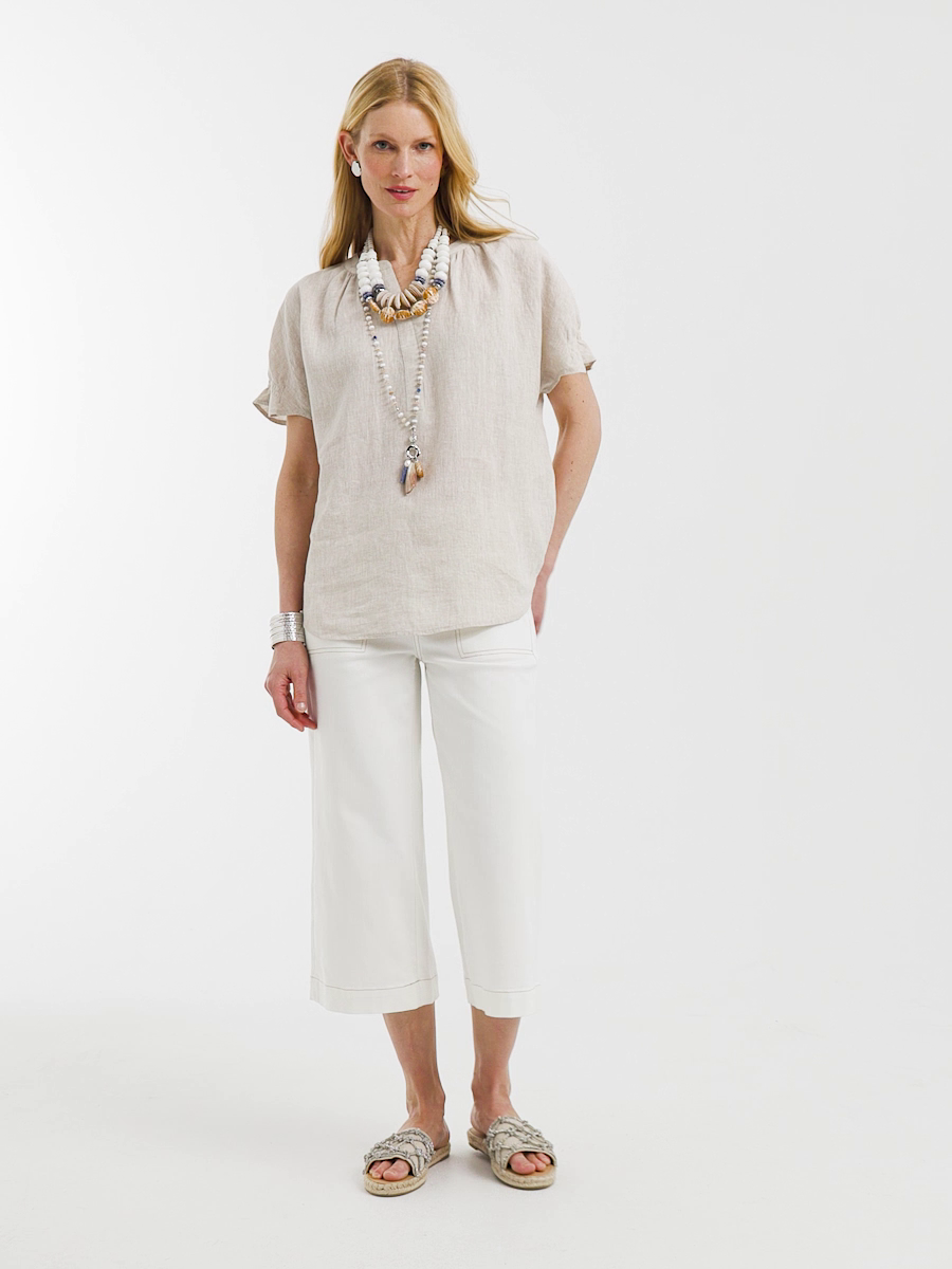 No Stain Pull-On Wide Capri Jeans