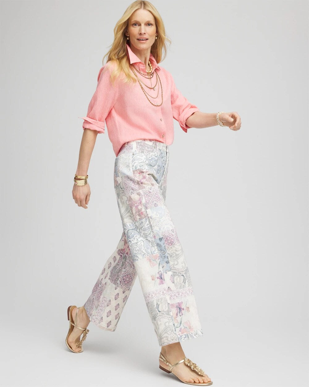 So Slimming High-Rise Floral Patchwork Jeans