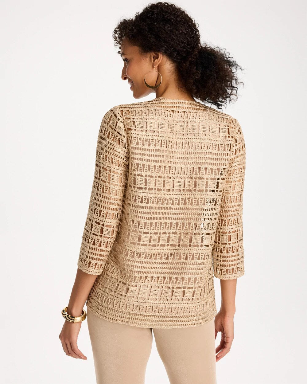 Travelers Metallic Crochet Cardigan