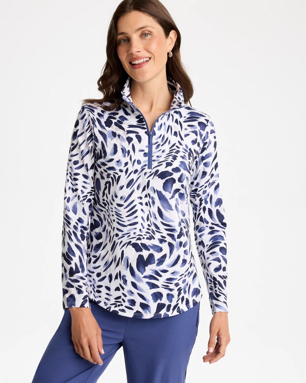 Zenergy UPF Printed Half Zip Polo