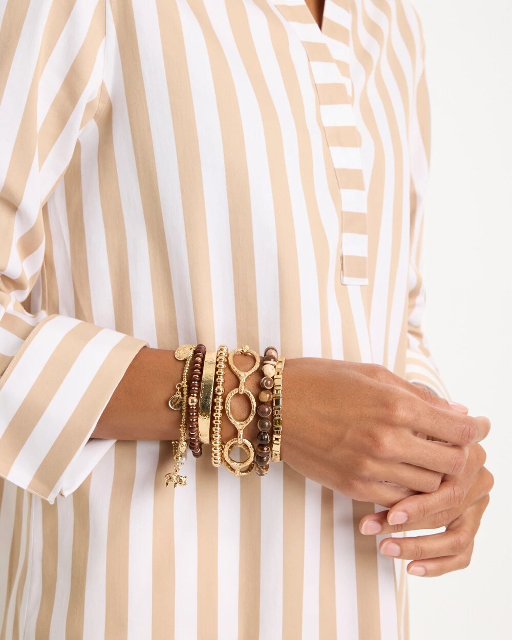 Genuine Zebra Jade Stone Stretch Bracelet