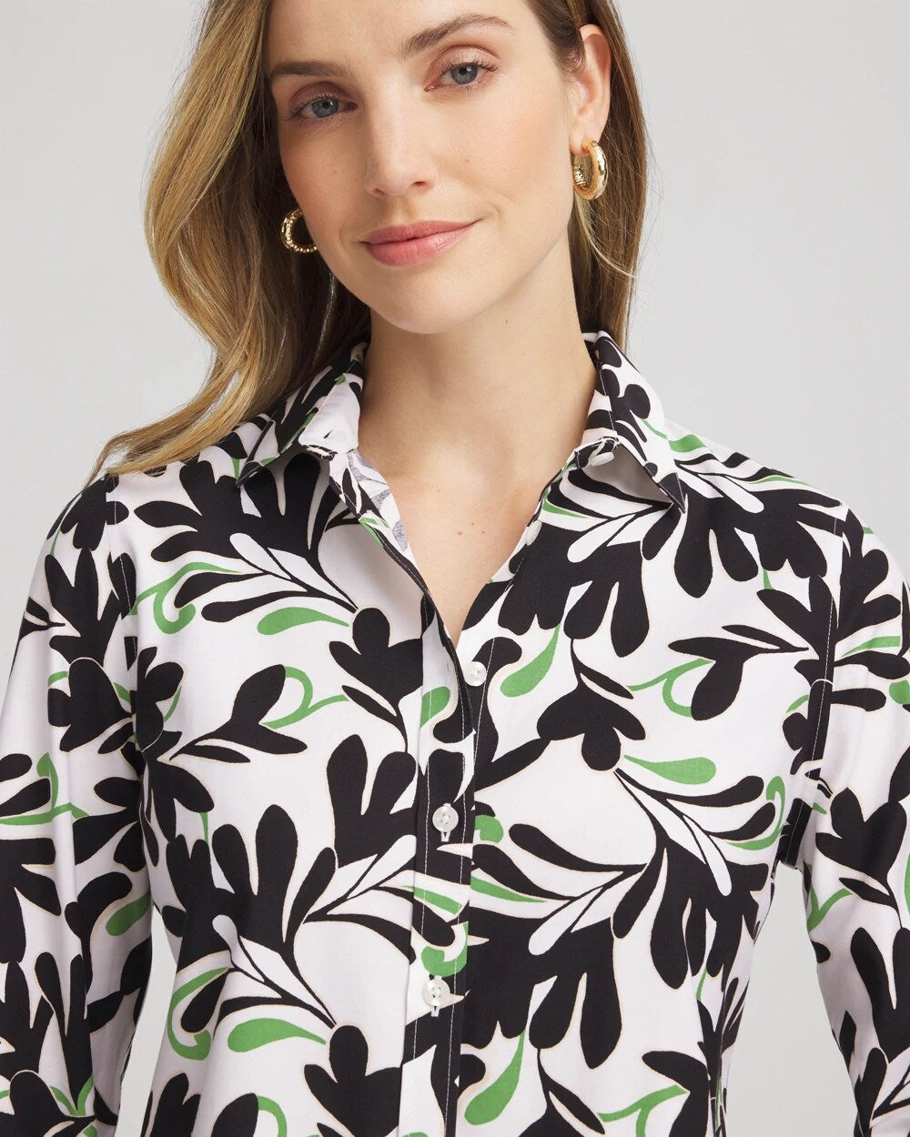 No Iron Abstract Floral Shirt