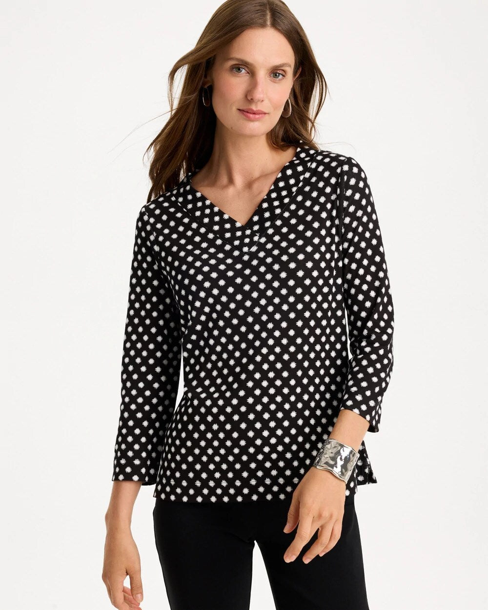 Polka-Dot Pima Cotton 3/4 Sleeve Tee