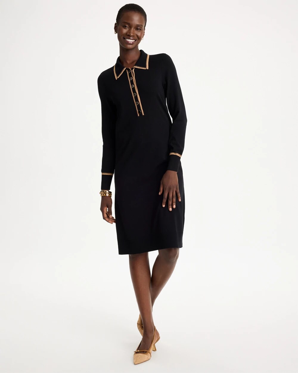 Whipstitch Knit Sweater Dress