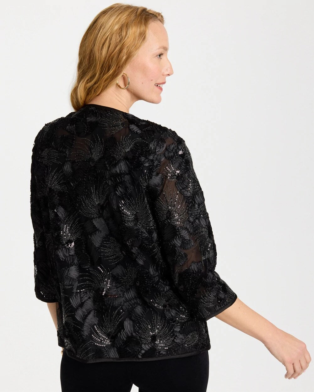 Travelers Collection Sequin Mesh Soutache Jacket