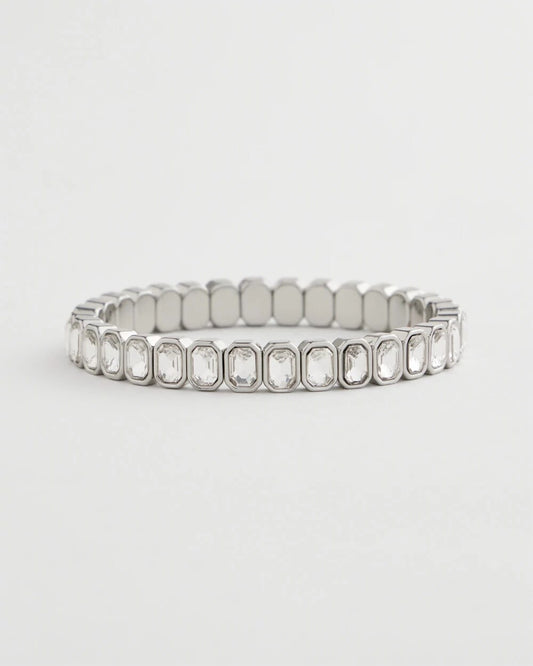 Silver Bezel Set Stretch Tennis Bracelet