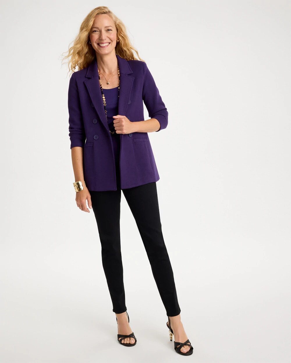 Double-Breasted Sweater Blazer