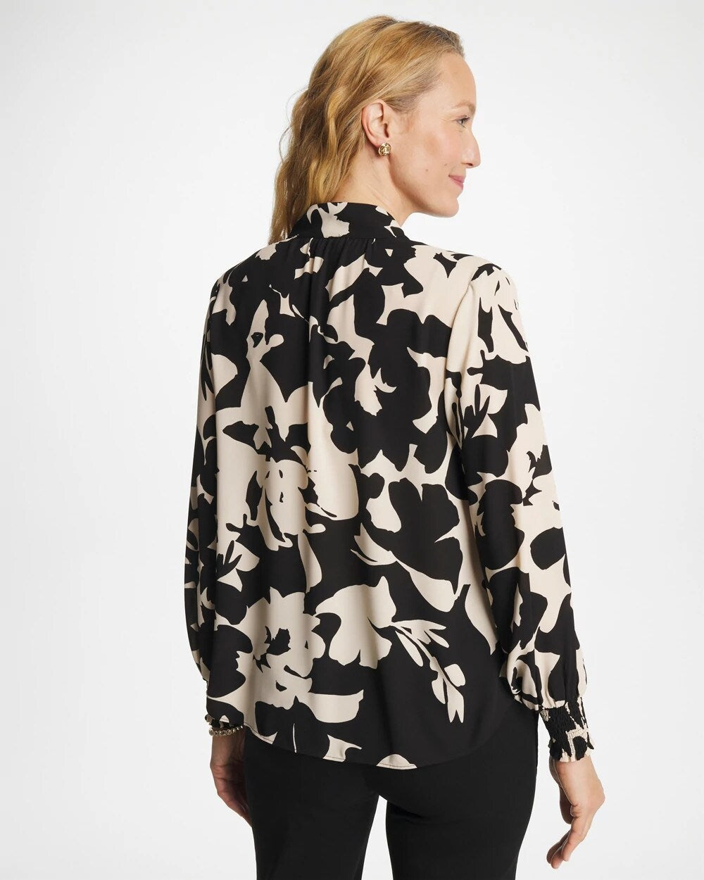 Crepe Mockneck Blouse
