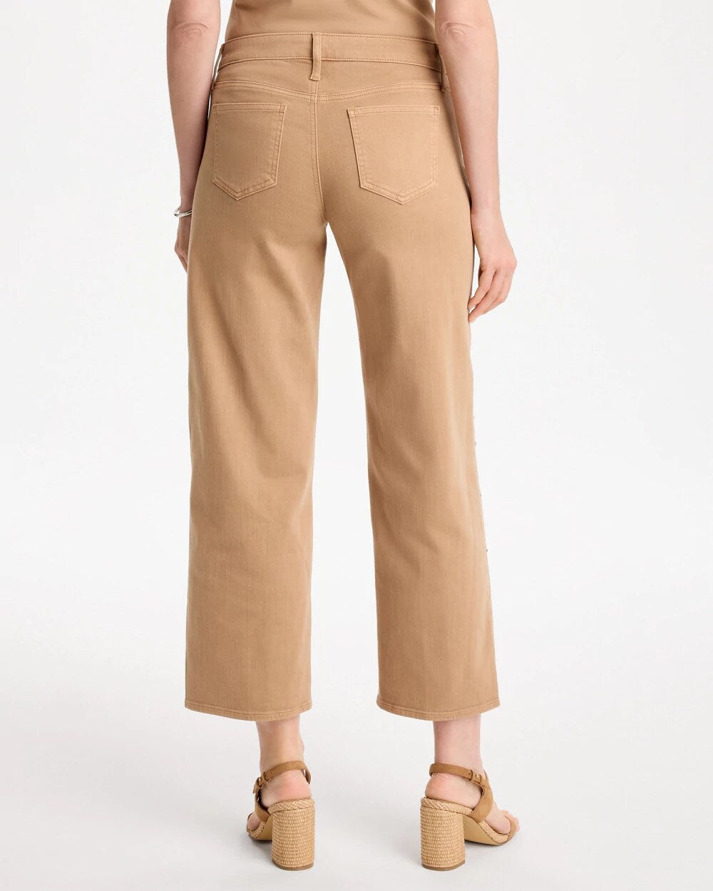 Girlfriend Studded Wide-Leg Crop Jeans