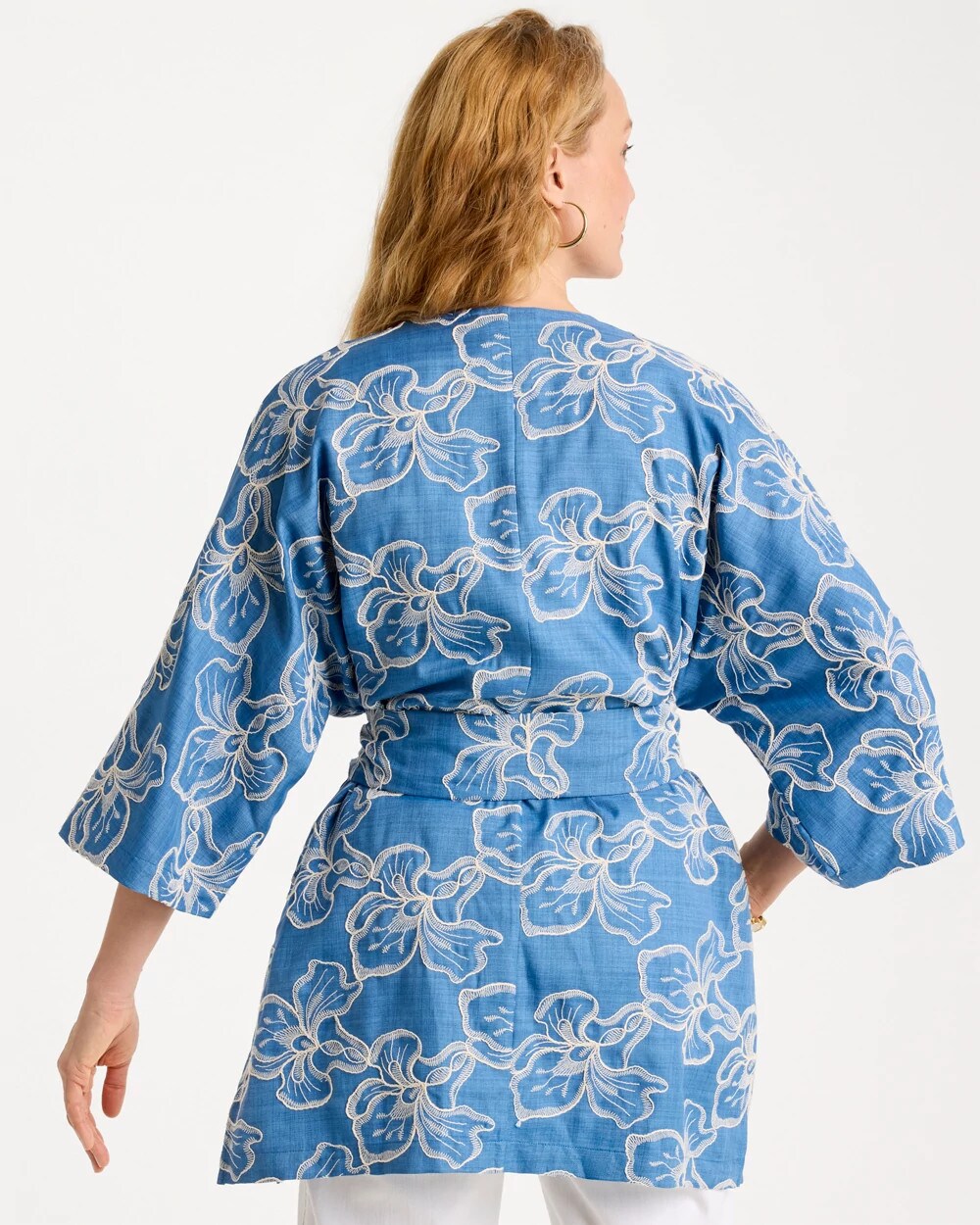 Woven Embroidered Belted Kimono
