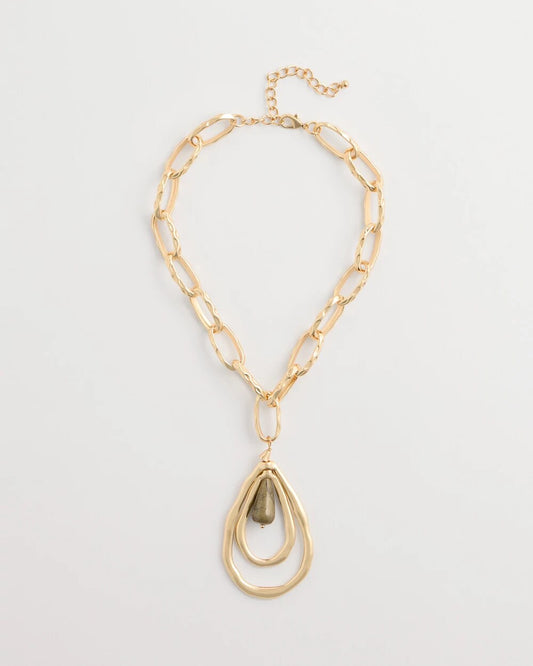 Neutral Teardrop Pendant Necklace