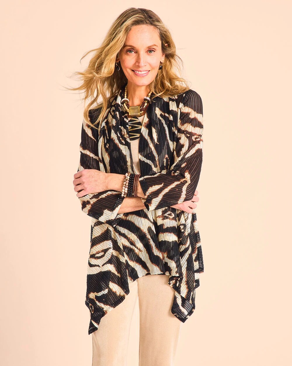 Travelers Safari Wheat Mesh Cardigan