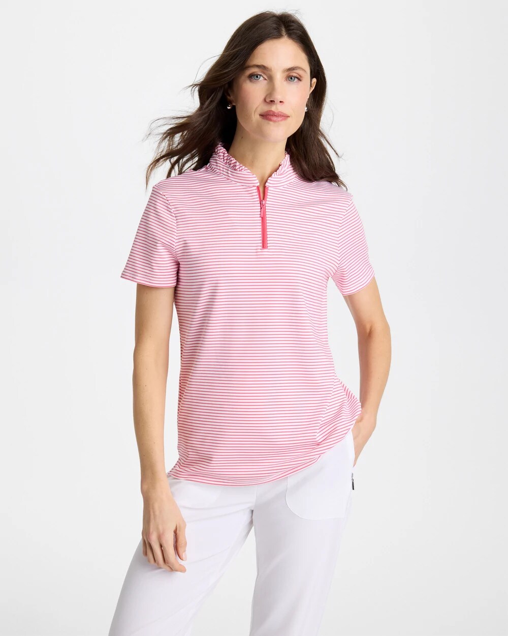 Zenergy UPF Ruffle Striped Half Zip