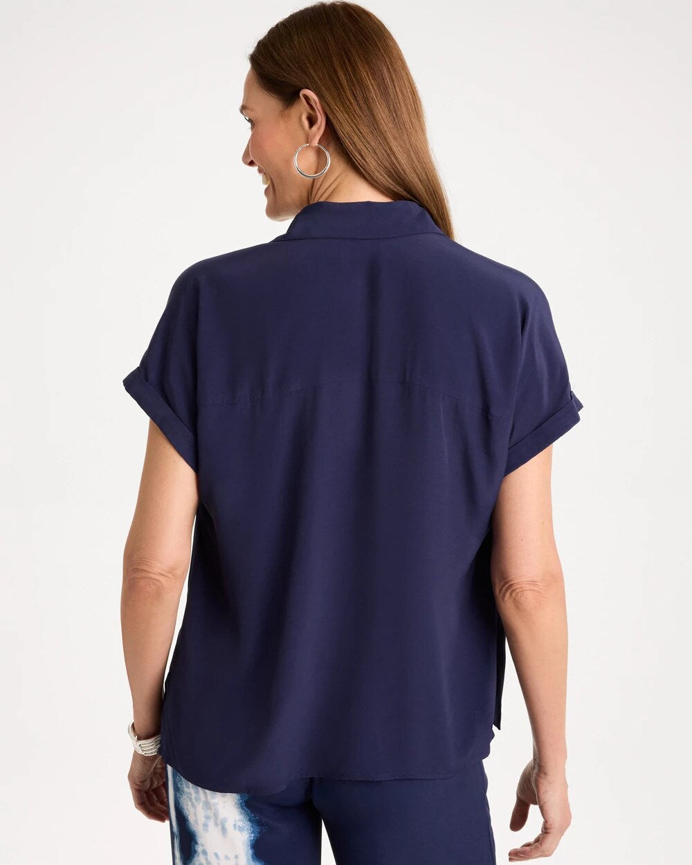 Faux Silk Tie-Dye Colorblock Top