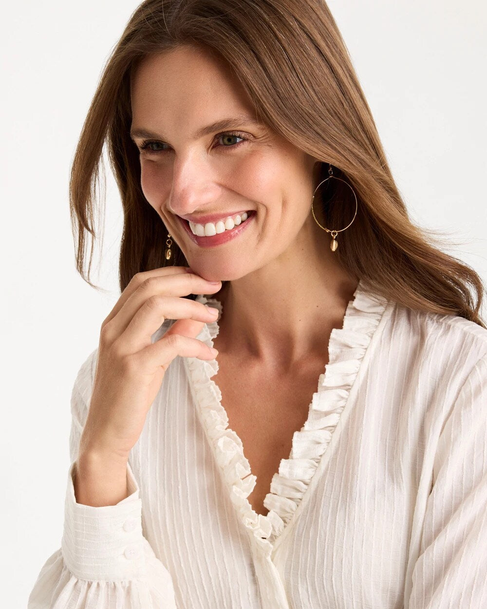 Textured Pleat Neck Blouse
