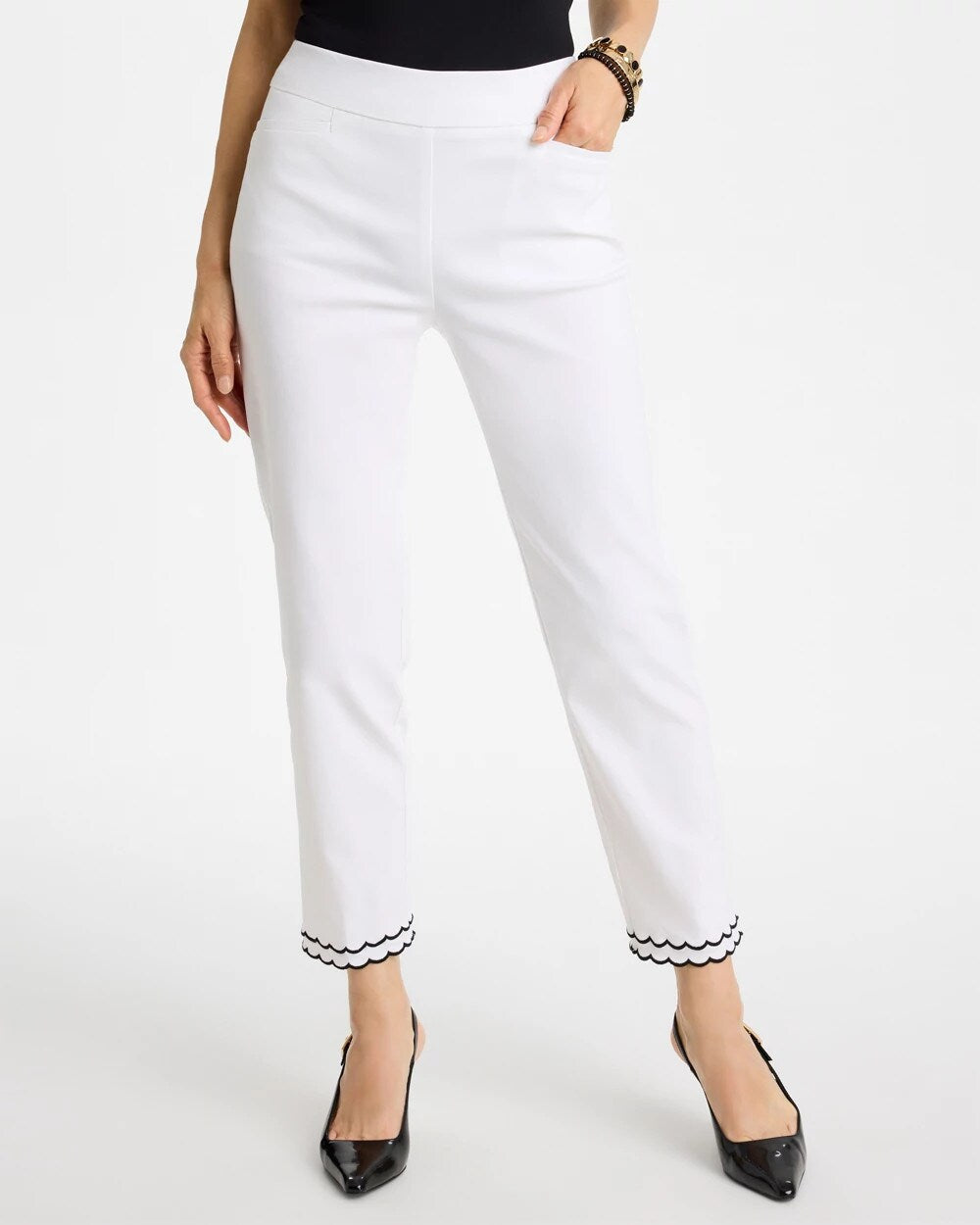 Contrast Scallop Brigitte Slim Crop Pant