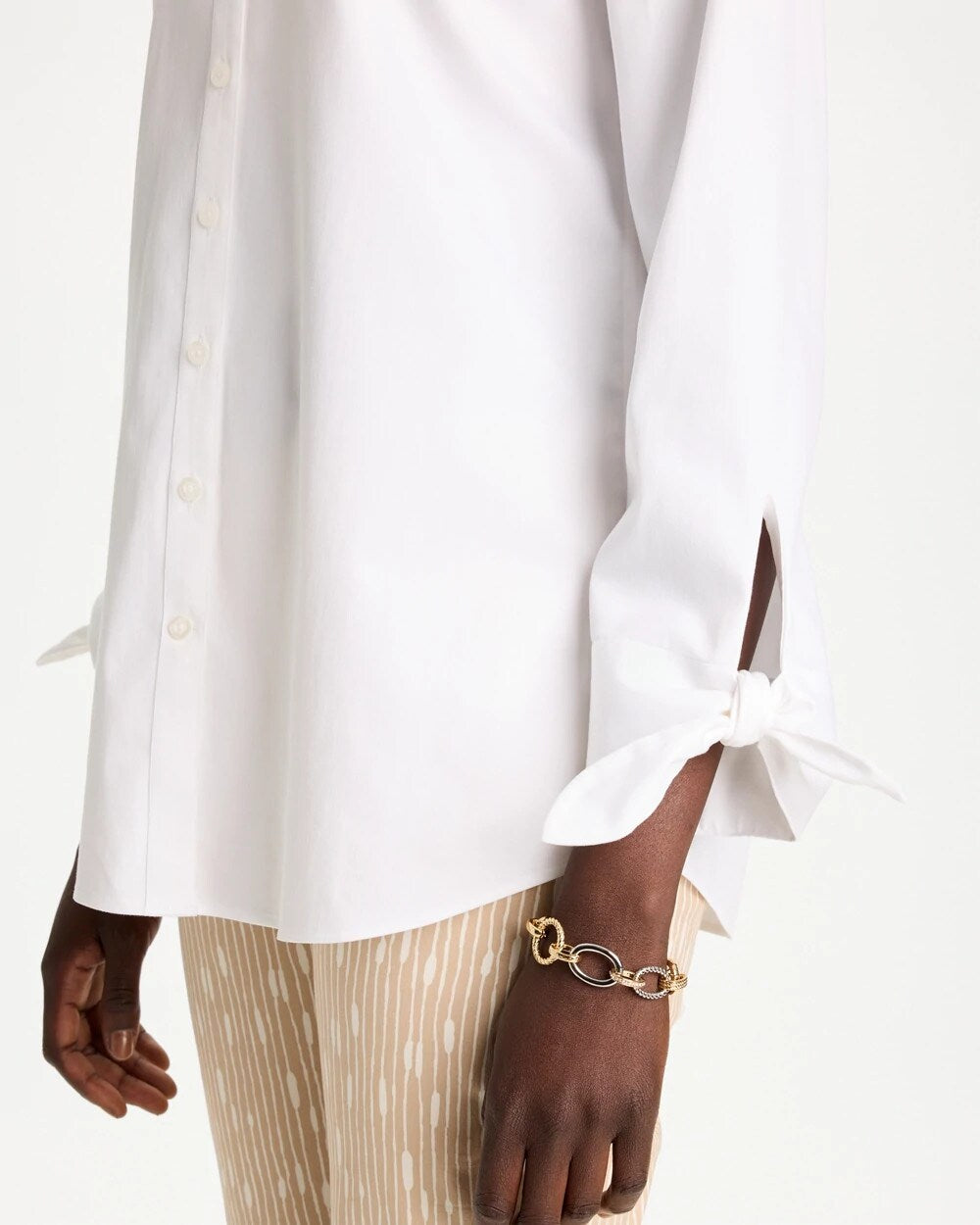 No Iron Stretch Tie-Cuff Shirt