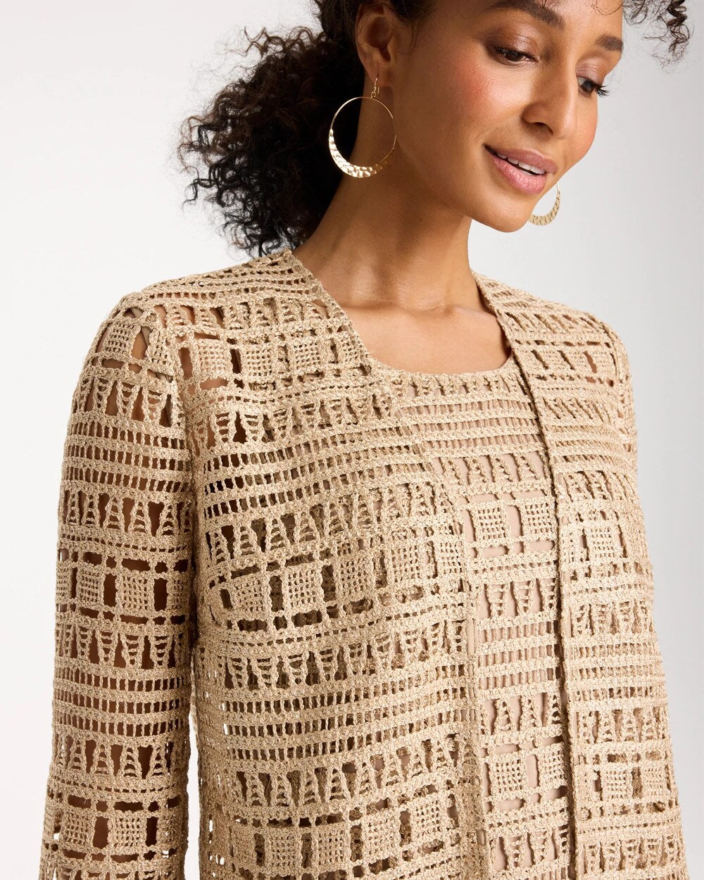 Travelers Metallic Crochet Cardigan