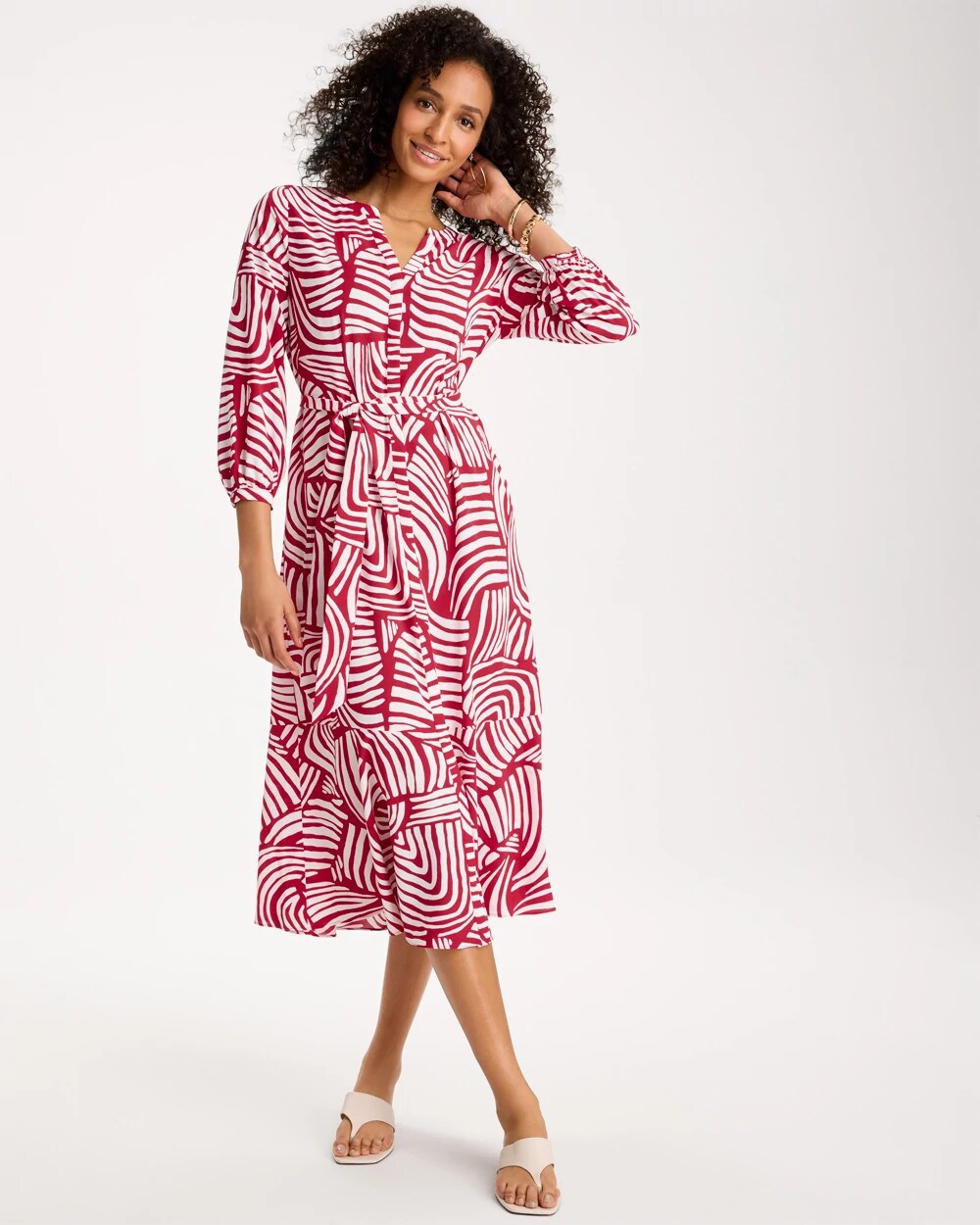 Printed Midi Shirt Dress