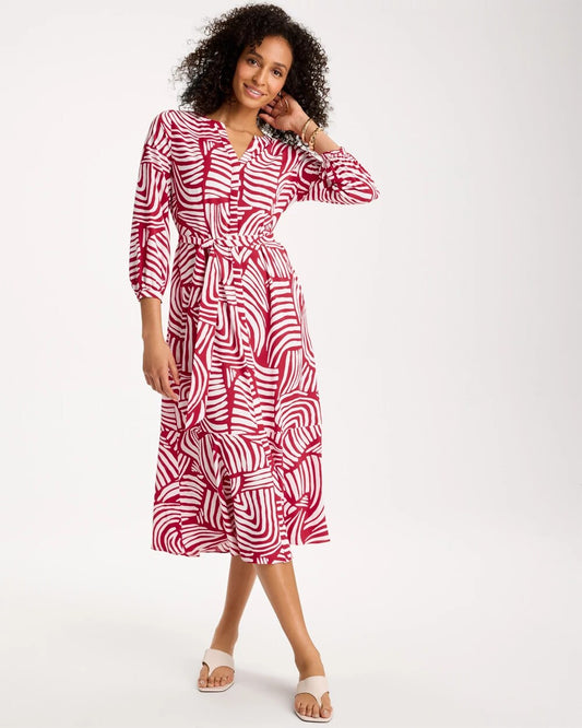 Printed Midi Shirt Dress