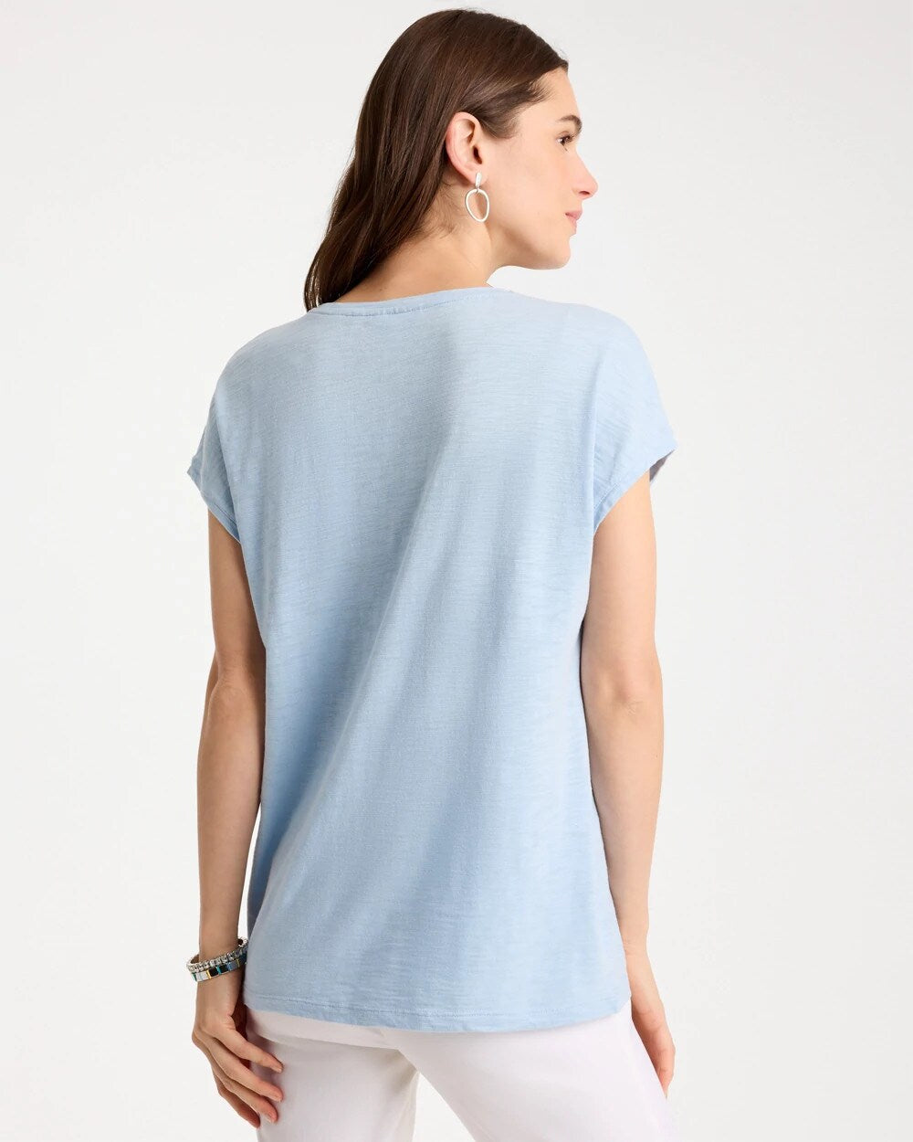 Cotton Slub Embroidered Wedge Tee