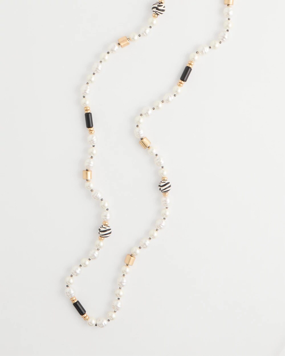 Faux Pearl Zebra Necklace