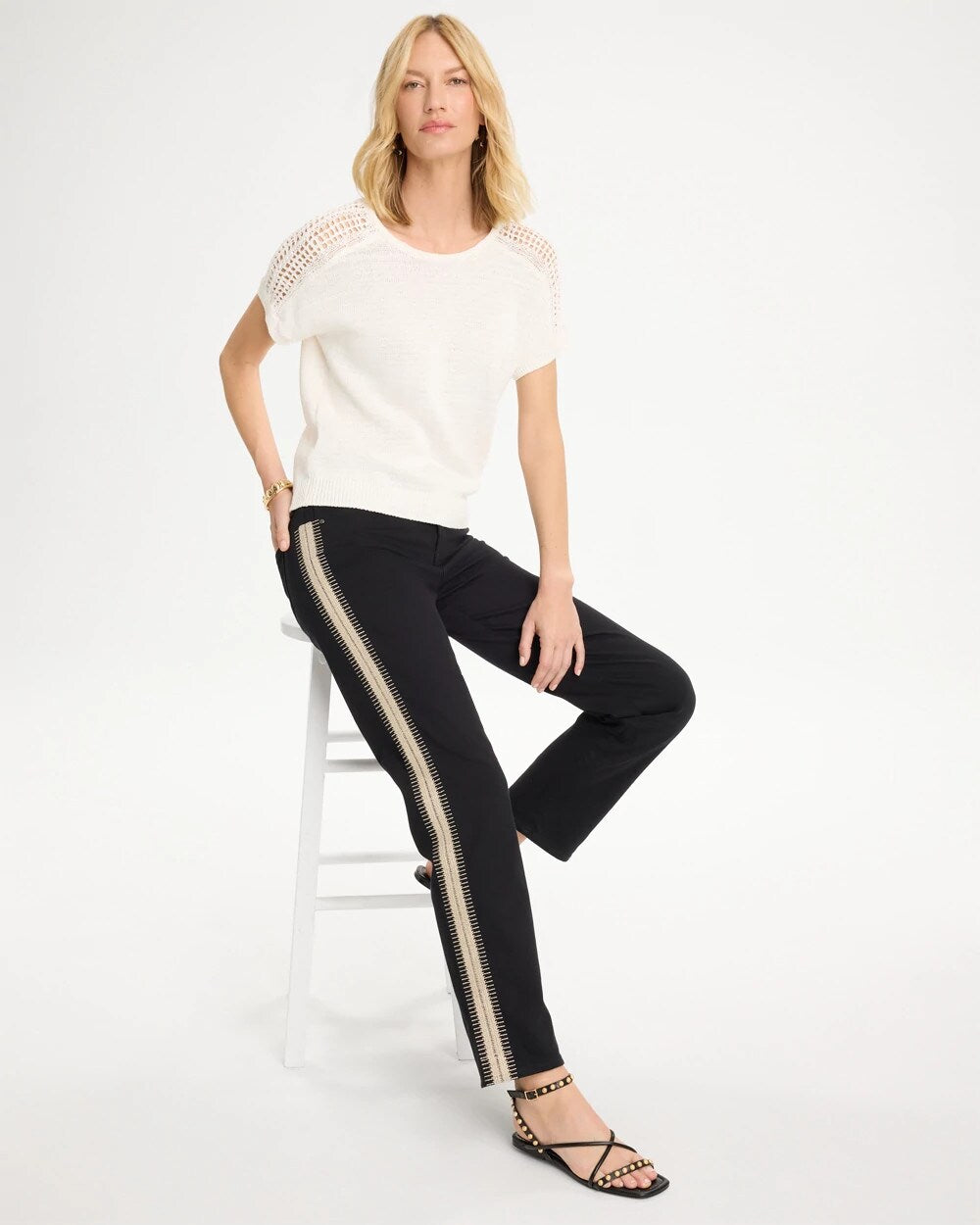Pointelle Stitch Pullover Sweater