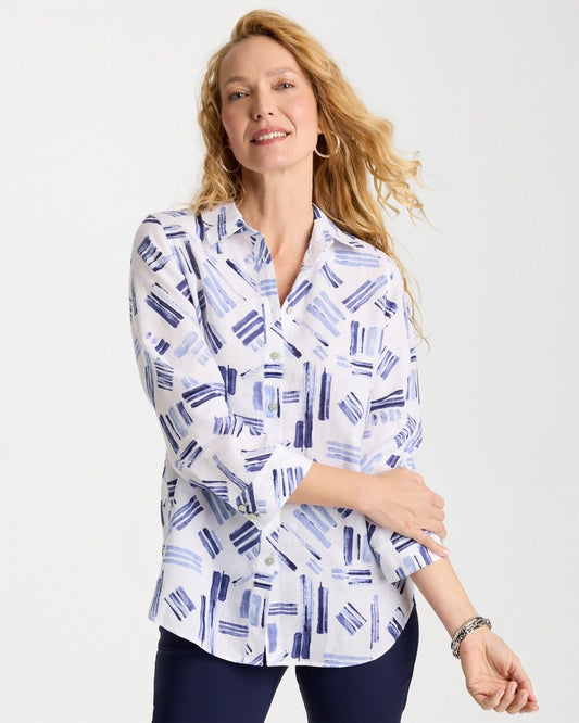 No Iron Printed Linen Shirt