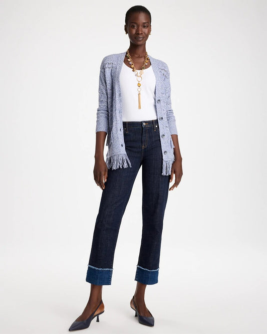 Girlfriend Frayed High-Rise Jeans