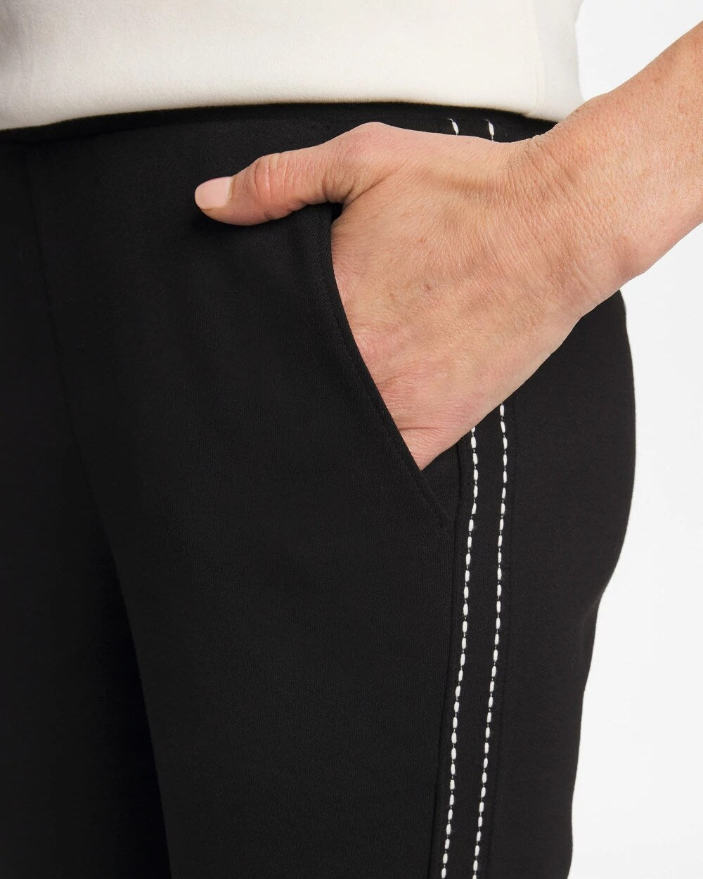 Zenergy Double-Knit Pick Stitch Ankle Pants