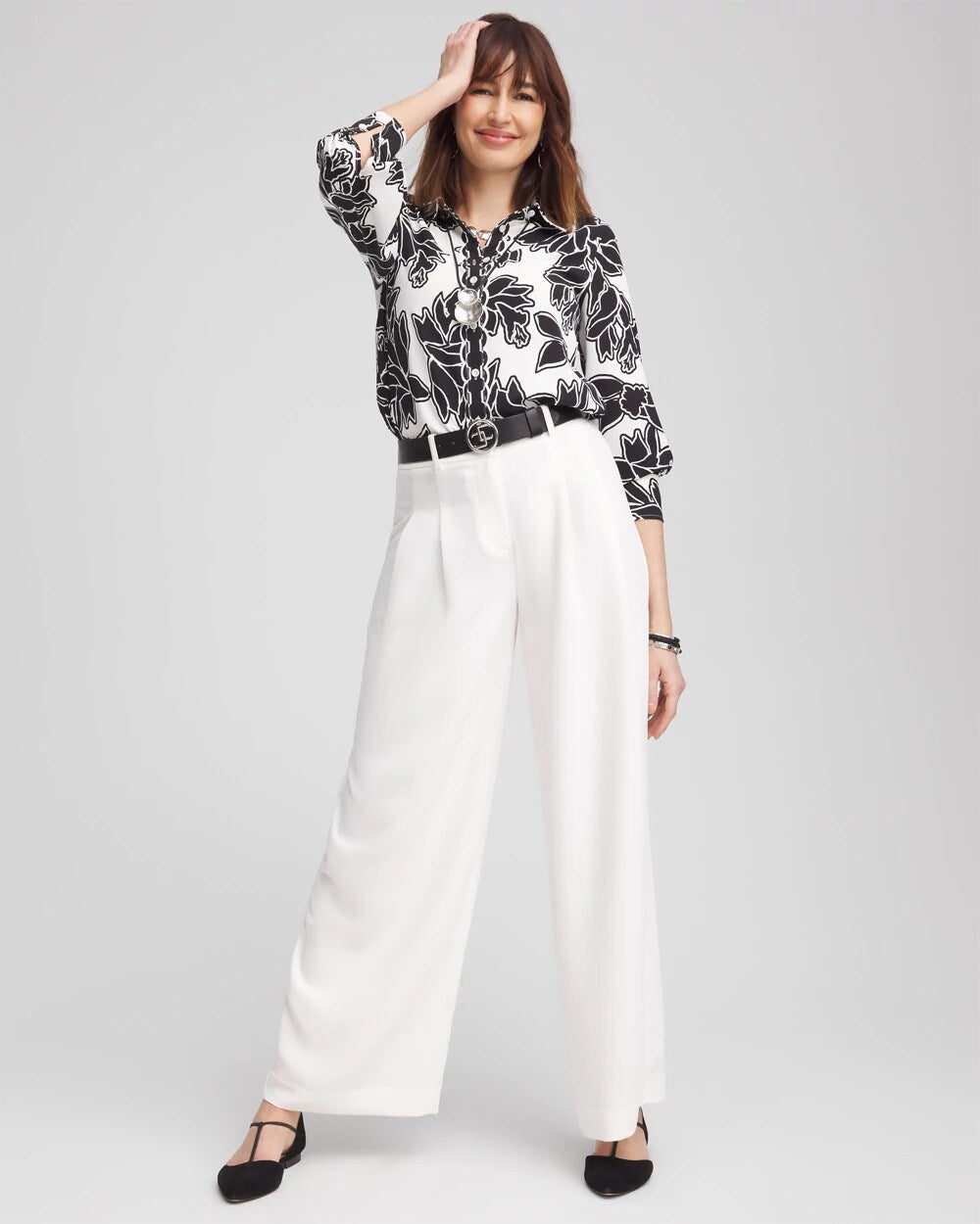 Twill Floral Collared Shirt