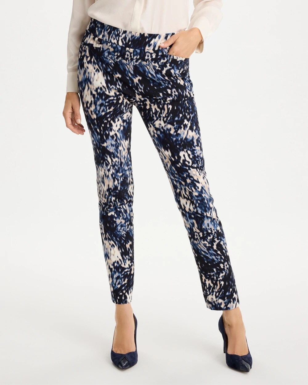 Brigitte Slim Swirled Pull-On Ankle Pants