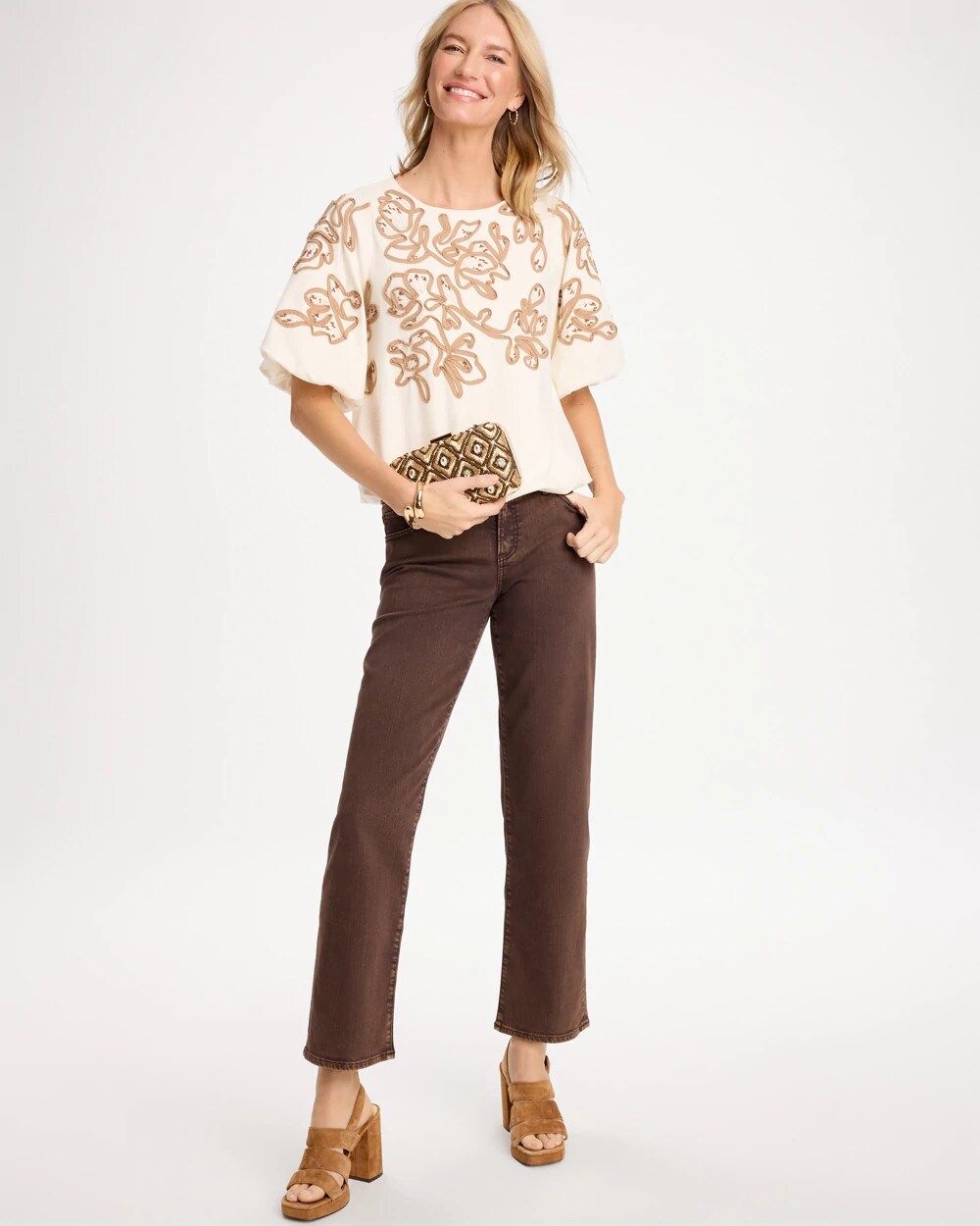Soutache Soft-Stretch Bubble Hem Top