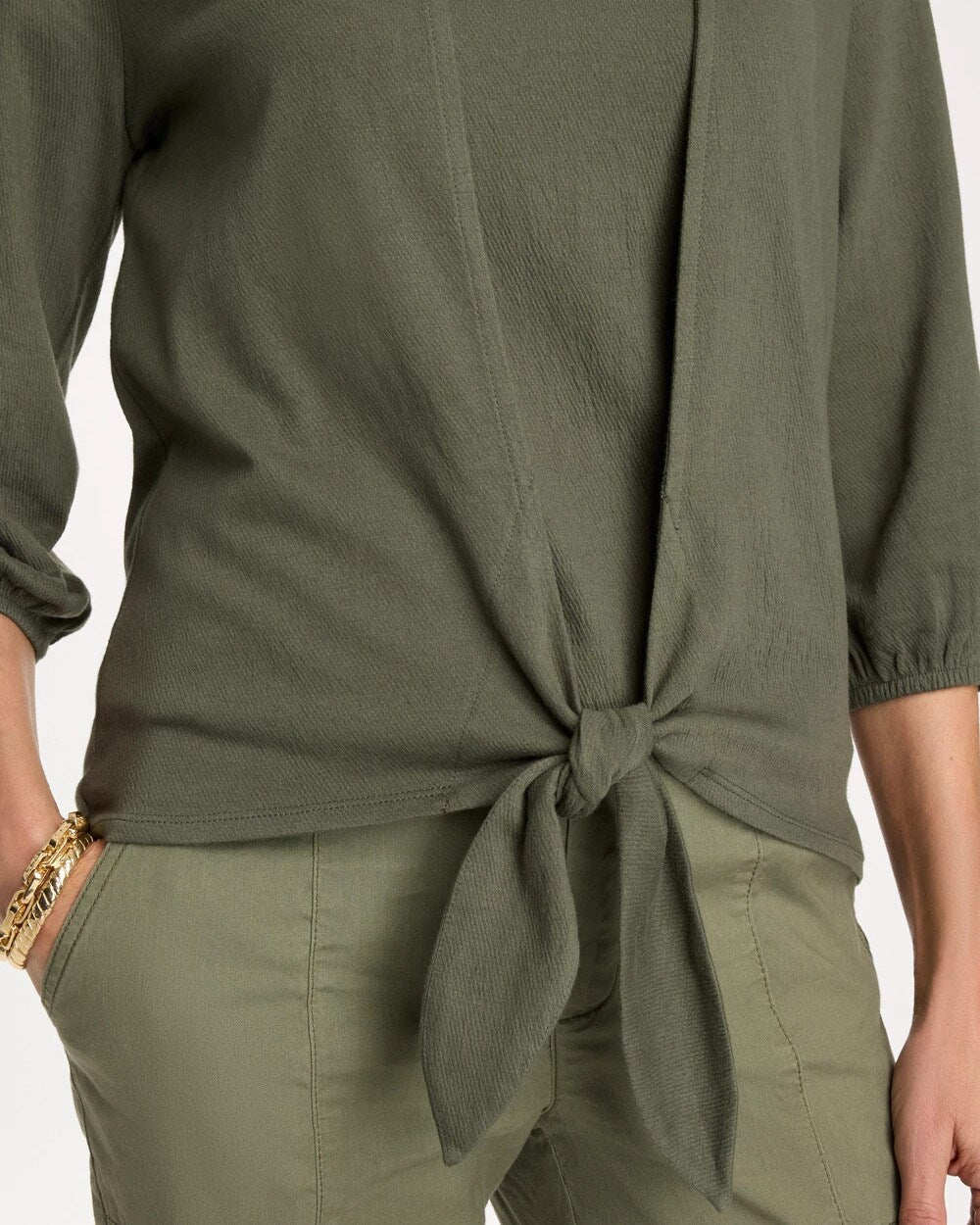 Knit Gauze Tie-Front Cardigan