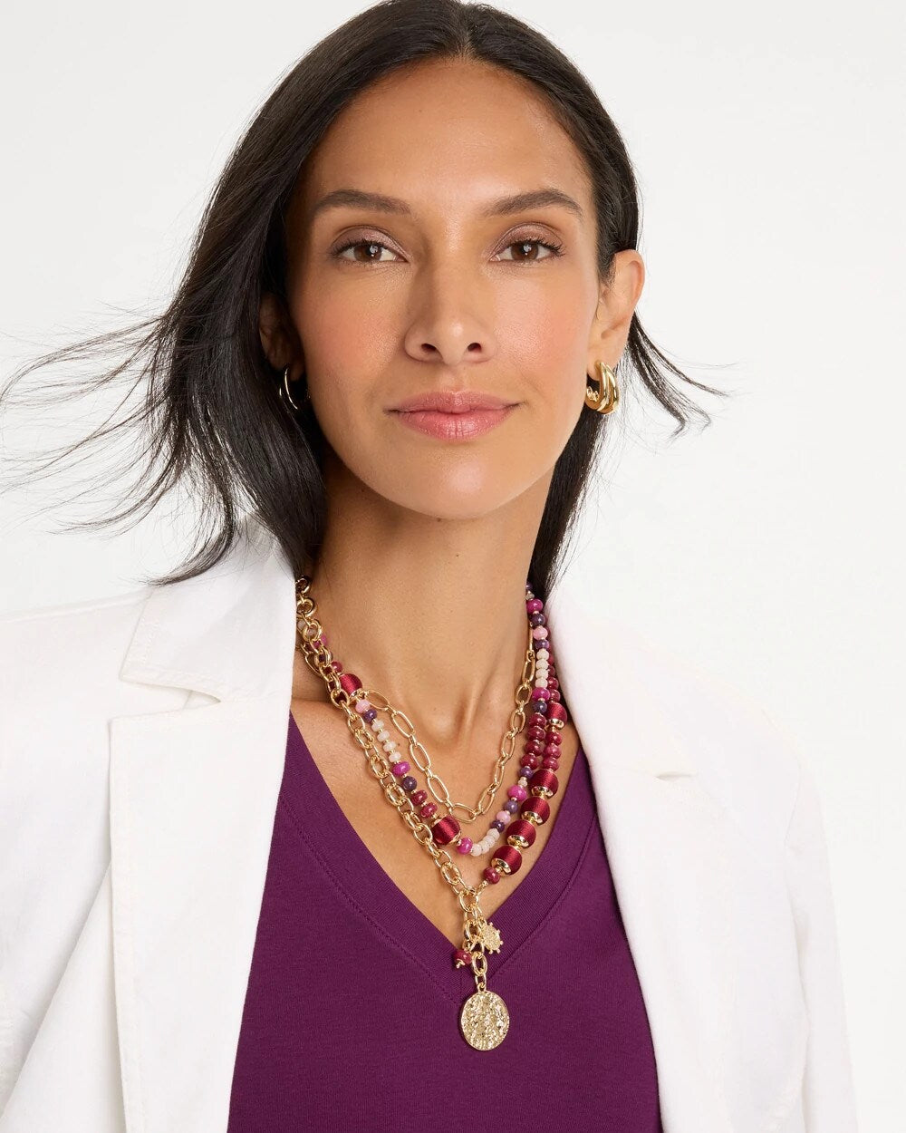 Triple-Strand Charm Necklace