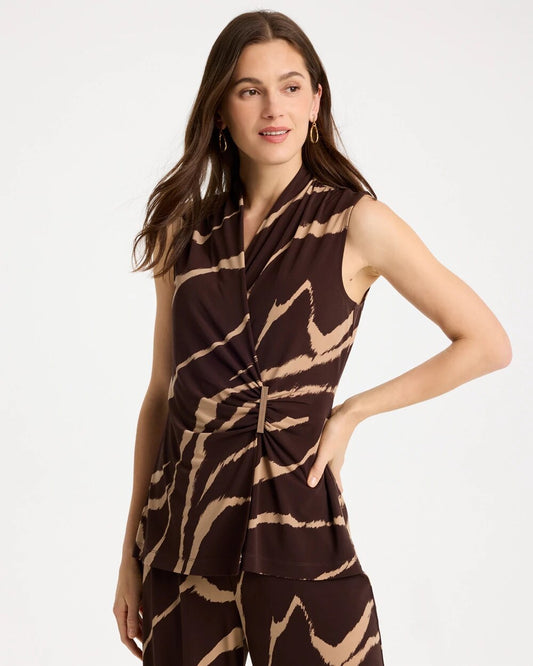 Travelers Zebra Knit Wrap Top