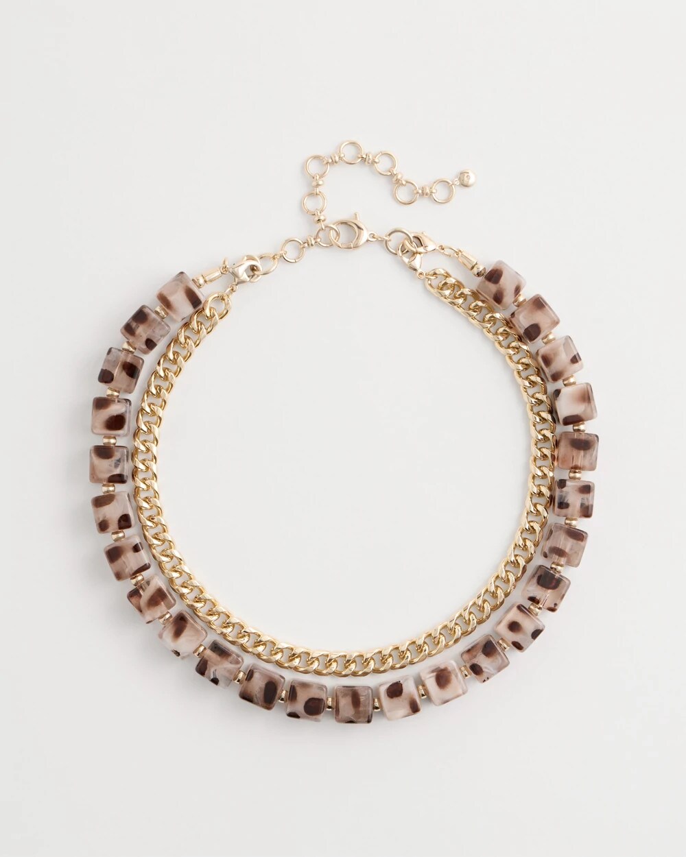 Cubed Tortoise Goldtone Double-Strand Necklace