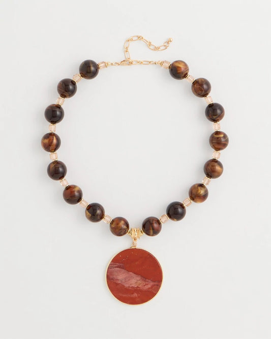 Neutral Orange Pendant Necklace