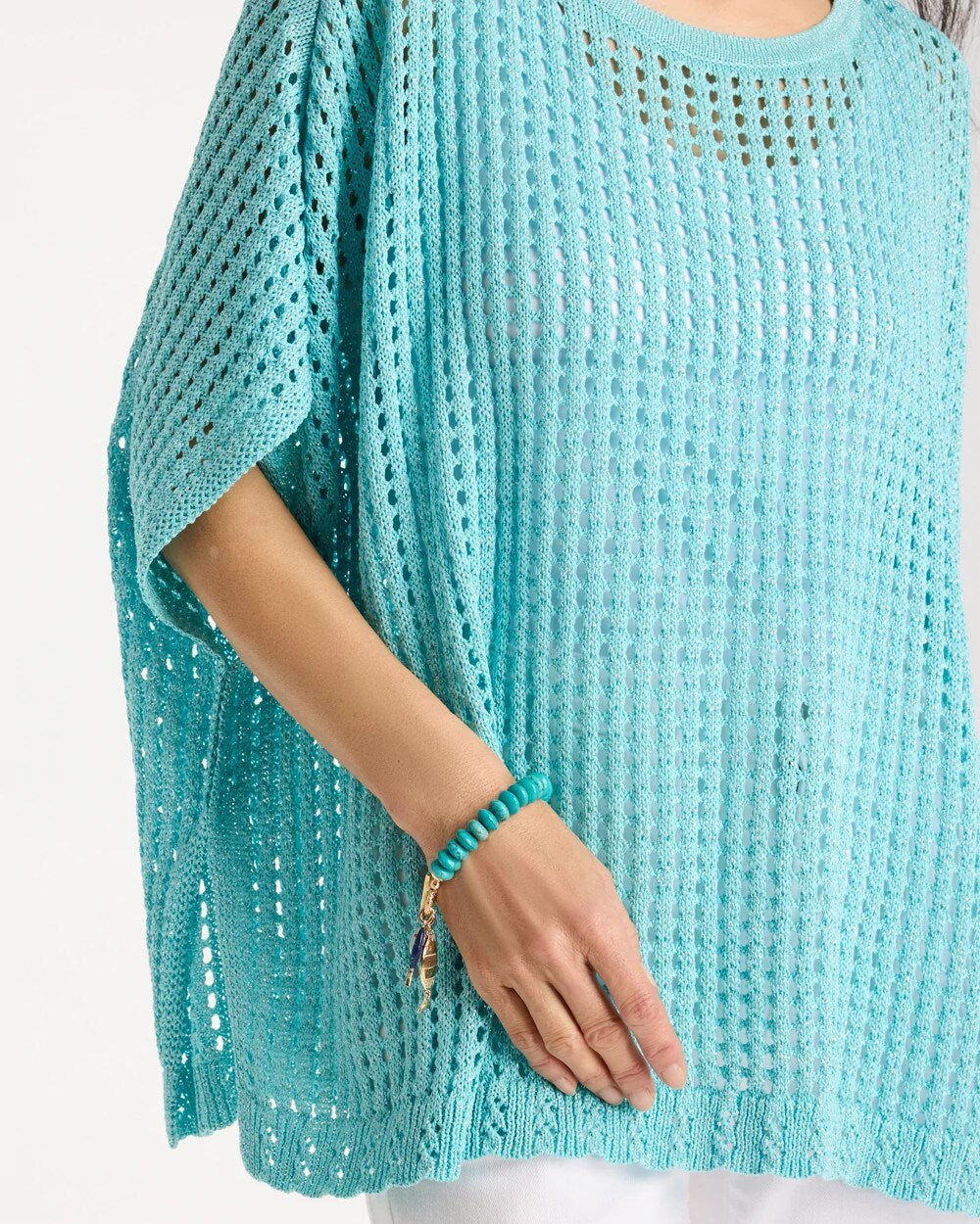 Lurex Open-Stitch Sweater Poncho