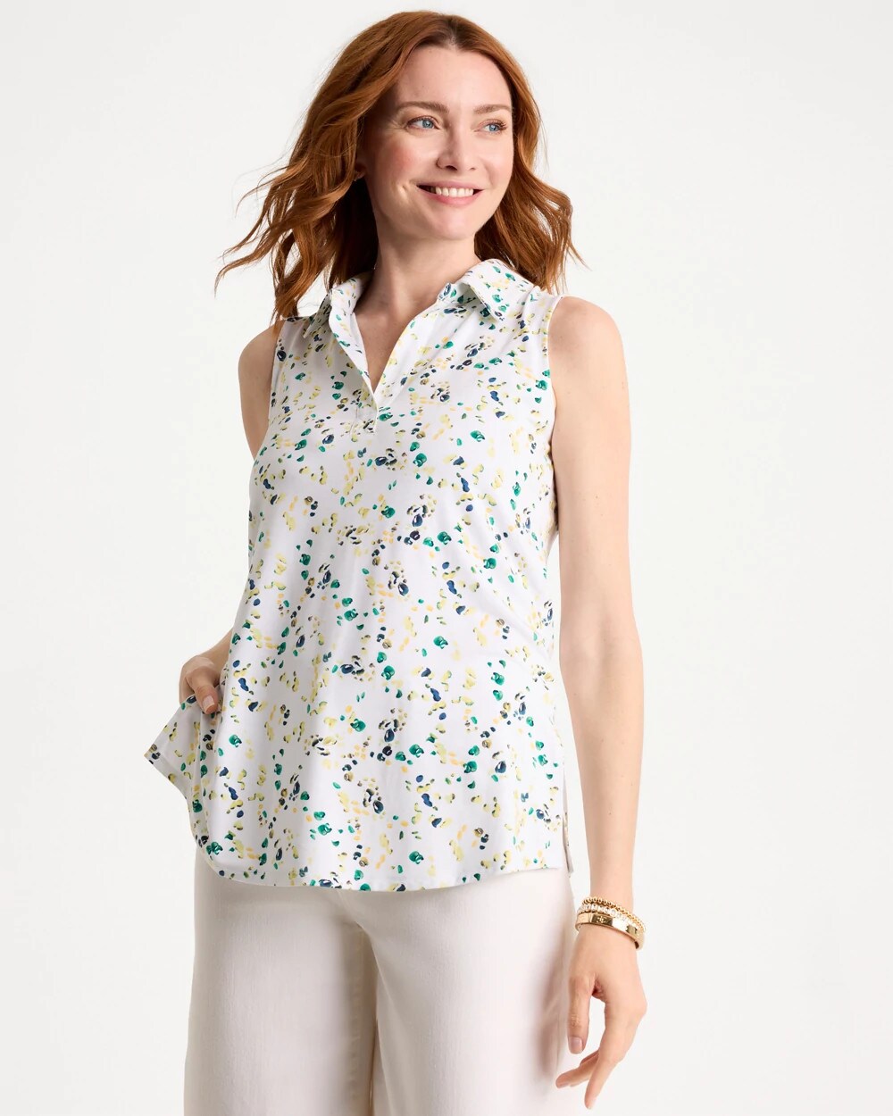 Printed Collared Tunic Tank