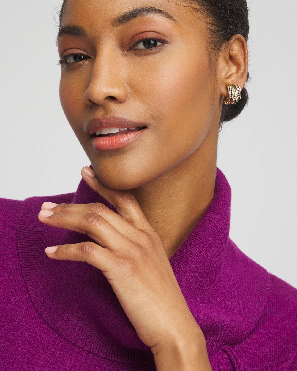 No Droop Mixed-Metal Clip-On Hoop Earrings