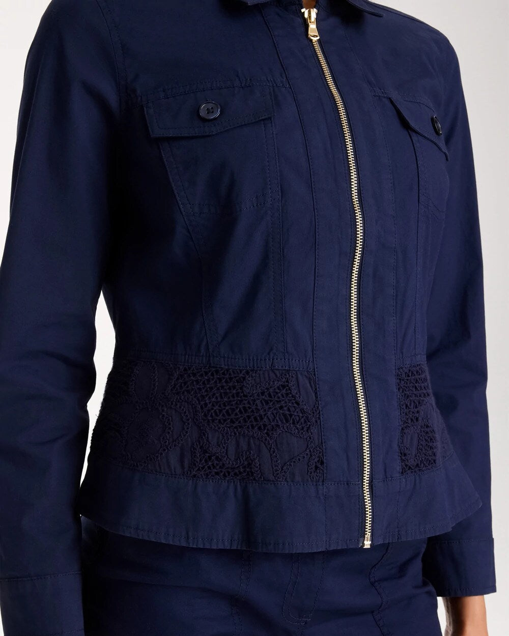 Poplin Cotton Lace Peplum Jacket