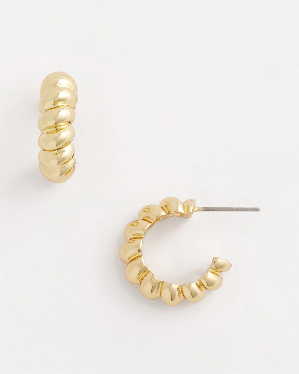 No Droop Goldtone Twisted Hoop Earrings
