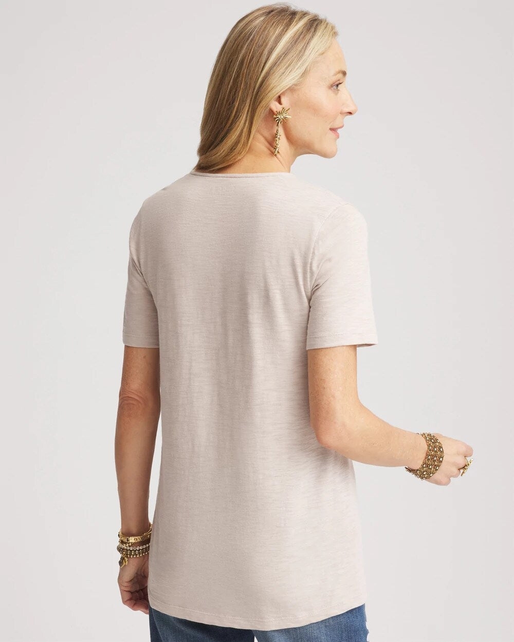 Lace V-Neck Slub Tee