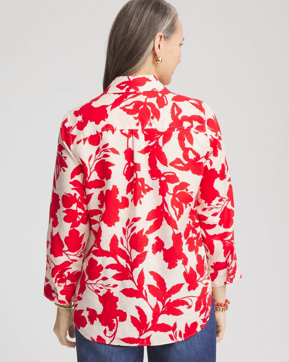 No Iron Floral Linen Shirt